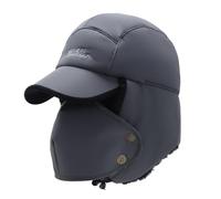 TopHomer Cappello bomber invernale con paraorecchie e maschera rimovibile antivento caldo cotone termico cappello per cacciatore cacciatore, Grigio chiaro, Taglia unica