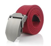 TopHomer Cintura in tela rossa da 120 cm, da uomo e donna, casual, per jeans, da lavoro, con fibbia in metallo resistente a sgancio rapido, per allenamento, tempo libero, lavoro, sport all'aria aperta