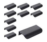 TopHomer Confezione da 10 maniglie nascoste per armadi da 80 mm, maniglie nascoste per mobili da cucina, maniglie nere per armadio, libreria (distanza tra i fori 64 mm)
