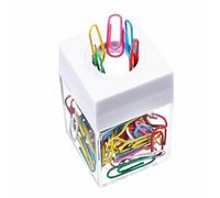 TopHomer Dispenser magnetico per graffette, accessori da scrivania, con 18 graffette, per ufficio e forniture scolastiche, colore: bianco