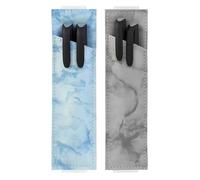TopHomer Portapenne con fascia elastica regolabile, in pelle PU, astuccio portatile per riviste, quaderni, agende, libri, Grigio e blu., 2Pcs, moderno