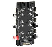 Topiky 6 Backplane Magnetico Multidirezionale Hub Splitter, Hub Splitter a 6 Vie 4PIN PWM Regolazione della velocità 3PIN ARGB Scheda di Espansione del Controllo della Luce (Interfaccia SATA)