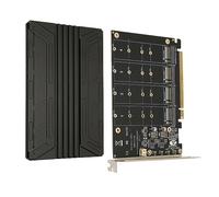 Topiky Adattatore Quad M.2 da NVMe a PCIe 3.0/4.0 X16, Scheda Adattatore NVMe M.2 da 4 unità SSD a PCIe X16 con Indicatore LED, Scheda Soft Raid Ad Alta velocità 4x32 Gbps