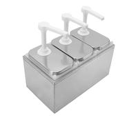 Topiky Dosatore Pompa per Salsa in Acciaio Inossidabile, Stazione Pompa | Dispenser per sciroppo con barattolo in plastica per uso alimentare, per ketchup, miele, olio, salsa di soia