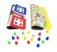 Topiky Gioco da Tavolo Pieghevole 2 in 1 Ludo Scacchi per Viaggio | Set portatile compatto, divertimento per le feste in famiglia, tappetino in gomma resistente, giochi di strategia classici