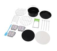 Topiky Kit Accessori per Friggitrice in Acciaio Inossidabile 304 - Set di Cestelli per Friggitrice 10 in 1 con Teglia per Torte, Teglia per Pizza, Griglia per Spiedini e Tappetino in Silicone per