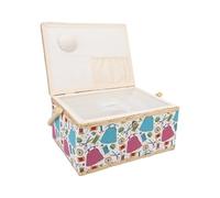 Topiky Organizzatore di Forniture per Cucire, Borsa di Stoccaggio degli Accessori per Cucitura a Doppio Strato, Scatola Portatile in Legno e Scatola dell'Organizzatore con Vassoio Rimovibile, Cesto