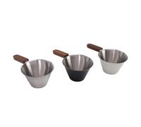 Topiky Set Misurini caffè 100ml Acciaio Inossidabile 304 con Manico in Noce Bilancia Strumento Multiuso per Schiumare il Latte, Versare Sul caffè, Erogare Salsa - Argento