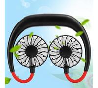 Topiky Ventilatore USB portatile con collo appeso pigro, ventilatore personale con archetto da collo a mani libere con 3 velocità 4-12 ore di lavoro per viaggi in ufficio(Nero rosso)