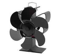 Topiky Ventola Per Stufa, Ventola Di Calore Per Camino A 6 Pale Per Bruciatori Di Ceppi, Maggiore Volume D'aria, Bassa Rumore, Resistenza All'Usura Per Stufa In Alluminio, (BLACK #12)