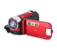 Topiky Videocamera portatile DV 1080P Full HD 16MP Videocamera digitale Schermo di rotazione a 270 ° Supporto digitale con zoom 16X Night Shoot, spina europea (Rosso)
