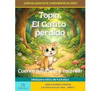Topín, el gatito perdido: Cuento para leer y colorear · Libro de actividades infantil