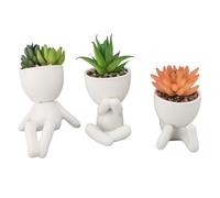 TOPINCN 3 Pezzi di Piante Grasse Artificiali in Vaso, Mini Decorazioni Finte Succulente con Vasi in Ceramica, Piccolo Ornamento da Tavolo con Vegetazione Finta per la Decorazione di (WHITE)