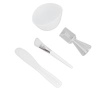 TOPINCN 4 Pezzi Fai Te Viso Ciotola Set Misurino Spatola Kit Pennello in Silicone per Applicatore per la Cura della Pelle Bianco
