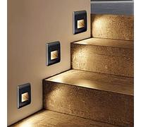 TOPINCN 6 Pezzi Segnapasso LED per Interni Esterni, 1.5W 3000K Bianco Caldo Segnapasso LED da Incasso Luce Scale Luce Notturna Illuminazione Soffusa Lampada Segnapasso Incorporata per