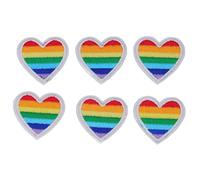 TOPINCN 6pcs Heart Iron su Toppe, Mini Forma del Cuore Cucire su Patch Applique Repair Patch Abbigliamento Ricamato Patch per Cappelli da Abbigliamento Scarpe per Zaini Jeans (Bordo bianco)