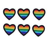 TOPINCN 6pcs Heart Iron su Toppe, Mini Forma del Cuore Cucire su Patch Applique Repair Patch Abbigliamento Ricamato Patch per Cappelli da Abbigliamento Scarpe per Zaini Jeans (bordo)