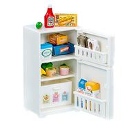 TOPINCN Accessori per la Decorazione della Casa delle Bambole Mini Modello di Congelatore per Casa delle Bambole Ornamenti Giocattolo per Frigorifero in Plastica con 17 Accessori Alimentari per