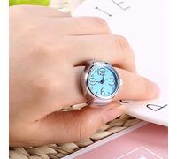 TOPINCN Bellissimo Orologio con Anello Dell'amore, Elegante Orologio con Anello Analogico Al Quarzo per Donna Uomo, Acciaio Inossidabile Resistente All'usura, Occasioni Quotidiane e Festive (BLUE)