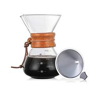TOPINCN Caffettiera pour over, Vetro Borosilicato con Filtro in Acciaio Inossidabile, Gocciolatore Manuale per caffè da 14 Once per Casa e Ufficio