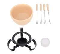 TOPINCN Ceramica Pentola Calda e Forchette in Metallo Pentola per Formaggio per Fusione del Formaggio Gelato Cioccolato Casa Essenziale Gadget (Beige)