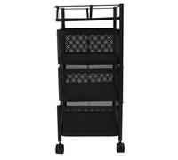 TOPINCN Cestino per Frutta Girevole, Carrelli per Ripiani da, Organizer per Cestini in Rete Girevole in Acciaio Al Carbonio con Ruote, per Frutta e Verdura, Giocattoli, Cosmetici, (3 livelli)