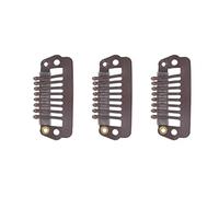 TOPINCN Clip per Parrucca Pettine a Scatto Denti Rotondi Design Clip in Acciaio Inossidabile con Impugnature in Gomma per Capelli 50 Pezzi per Parrucche, Tessitura dei Capelli (Marrone scuro)