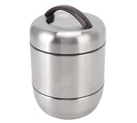 TOPINCN Contenitore Impilabile Lunch Box in Acciaio Inossidabile, a Tenuta Stagna, per Viaggi All'aperto, capacità 1,5 L, Argento, Lunghezza Base 9", Altezza 19", per 1-2 Persone