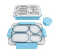 TOPINCN Contenitore per Pranzo Quadrato 304SS, 4 Scomparti, Scomparti Divisi, Contenitore per Pranzo Riutilizzabile Adatto Al Microonde, per Pasti Portatile per Viaggi di (BLUE)
