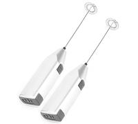 TOPINCN Frullatore Elettrico per Frullatore per Domestica, Montalatte Portatile per Cappuccini e frappè, Acciaio Inossidabile ABS 7,9 Pollici, Argento, 2 Pezzi