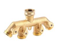 TOPINCN Heavy-Duty Brass Hose Splitter 4-Way Water Faucet Valve with