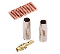 TOPINCN Kit Ugelli per Pistola di Saldatura Punte di Contatto in Rame e Ottone Durevoli e Ugelli per Gas per Pistole di Saldatura MIG Adatte a Varie Marche