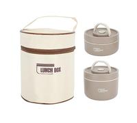 TOPINCN Lunch Box Coibentato, Contenitore per Alimenti Portatile in Acciaio Inossidabile con Borsa, Set di Posate (2 pezzi)