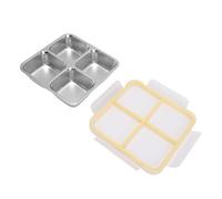 TOPINCN Lunch Box in Acciaio Inossidabile 4 Scomparti Contenitore per il Pranzo Riutilizzabile Lavastoviglie Congelatore Adatto Al Microonde con Coperchio a Prova di Perdite per Ufficio (YELLOW)
