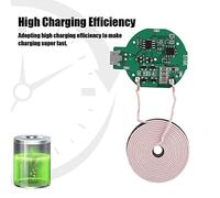 TOPINCN Modulo Trasmettitore Caricabatterie Wireless Compatto con Protezione Multilivello, Grande Potenza 5 W, Supporta Distanza di Trasmissione 2-8 Mm, Grigio