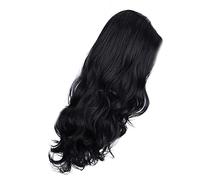 TOPINCN Parrucca Nera per Capelli Ricci Lunghi 26 Pollici, Onda Larga Sintetica, Bella e Solida, Regolabile, Perfetta per L'uso Quotidiano