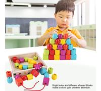 TOPINCN Pedagogia in Legno Sicuro Blocchi di Filo di Pila per Bambini, Set di Perle Lisce Arrotondate Set per L'apprendimento Pratico, Comprende 30 Parti di Input Perle, Ideali per Le attività di
