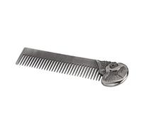 TOPINCN Pettine per Barba Tascabile Olio Levigante per Capelli Styling Baffi Pettine per Capelli Modellante per Uomo Modello in Lega di Zinco con Teschio Formato Portatile per il Marito (SILVER)