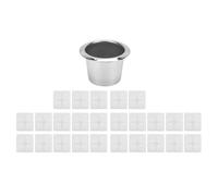 TOPINCN Pod di caffè Riutilizzabile, Cartucce di caffè Ricaricabili in Acciaio Inossidabile, Capsula Americana, Capsula del Filtro del caffè Universale con 100 Palpebre in Alluminio per