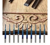 TOPINCN Punta da Taglio per Router in Metallo Duro da 10 Pezzi Punta per Incisione per Fresa per Mais Blu per Macchinari CNC PCB, Fresa Ad Alta Efficienza con Bordi Puliti, Gambo da 3,175 Mm (1.5mm)