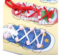 TOPINCN Schema di Scarpe in Legno Che Allacciano Giocattoli di Addestramento Educativo per 3-7 Anni, Colore in Legno, Allenamento di Coordinamento per gli Occhi a Mano per L'apprendimento Precoce