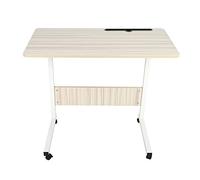 TOPINCN Scrivania per Laptop Variabile con Ruote, Comodino Sopra il Letto Tavolo da Studio Rimovibile per Lavorare Sul Laptop e Mangiare Sul Comodino (colore acero bianco)