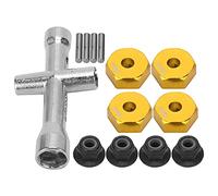 TOPINCN Set di Chiavi a Croce con Adattatore Esagonale per Ruota Leggero da 12 Mm per Auto RC 1/10, Accessorio RC con Dado Antiscivolo in Lega di Alluminio Stabile (GOLD)