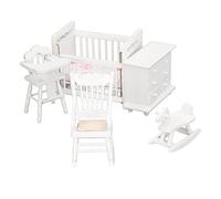 TOPINCN Set di Mobili per la Cameretta in Miniatura in Scala 1:12, Accessori per la Casa delle Bambole, Kit di Arredamento per la Casa delle Bambole Minuscole con Culla, Cavallo a