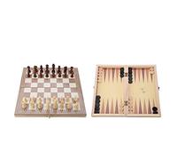 TOPINCN Set di Scacchi in Legno da 3 in 1 Compatto con Tabellone-giocattolo da Tavolo da Viaggio per Tutte le età, Ideale per la Scuola e i Viaggi