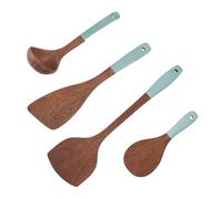 TOPINCN Set di Utensili da in Legno, Robusti Utensili da in Legno Composito Liscio con Foro per Appendere Cucchiaio da Minestra, Mestolo e Spatola, Pentole Antigraffio (Tipo 2)