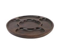 TOPINCN Sezione Ebano da Porto, Patatine e Tuffo, Piatto di Snack di Antipasti Diviso Piatto di Legno Rotondo Diviso Piatto da Dessert Che Serve Vassoio (B)