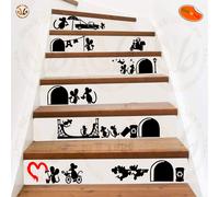 Topini family adesivi murali decora scale scontornati mouse nice wal sticker