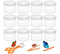 TOPJOWGA 12PCS Scatola di Insetto Bambini con 3PCS Pinzette, Scatola Osservazione Insetti con Lente d'Ingrandimento, Osservazione Insetti e Cattura Insetti, Kit Trappole Insetti