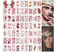 TOPJOWGA Adesivi per Tatuaggi Cicatrice di Halloween, 60 Foglie Tatuaggi Ferite Halloween, Halloween Zombie Scars Tatuaggi Adesivi, Halloween Zombie Tatuaggi per Trucco Cosplay di Halloween